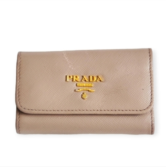Prada Saffiano Leather 6 Key Holder Wallet Beige Nude - Picture 1 of 15
